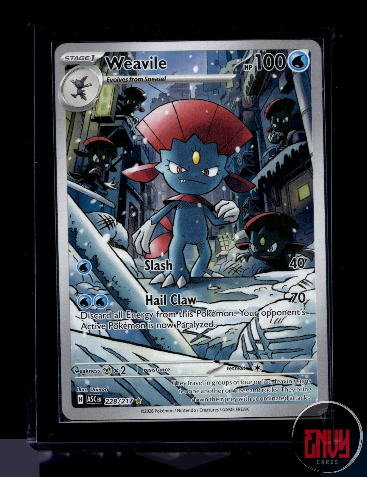 Weavile Near Mint 228/217 Illustration Rare Ascended Heroes Pokemon
