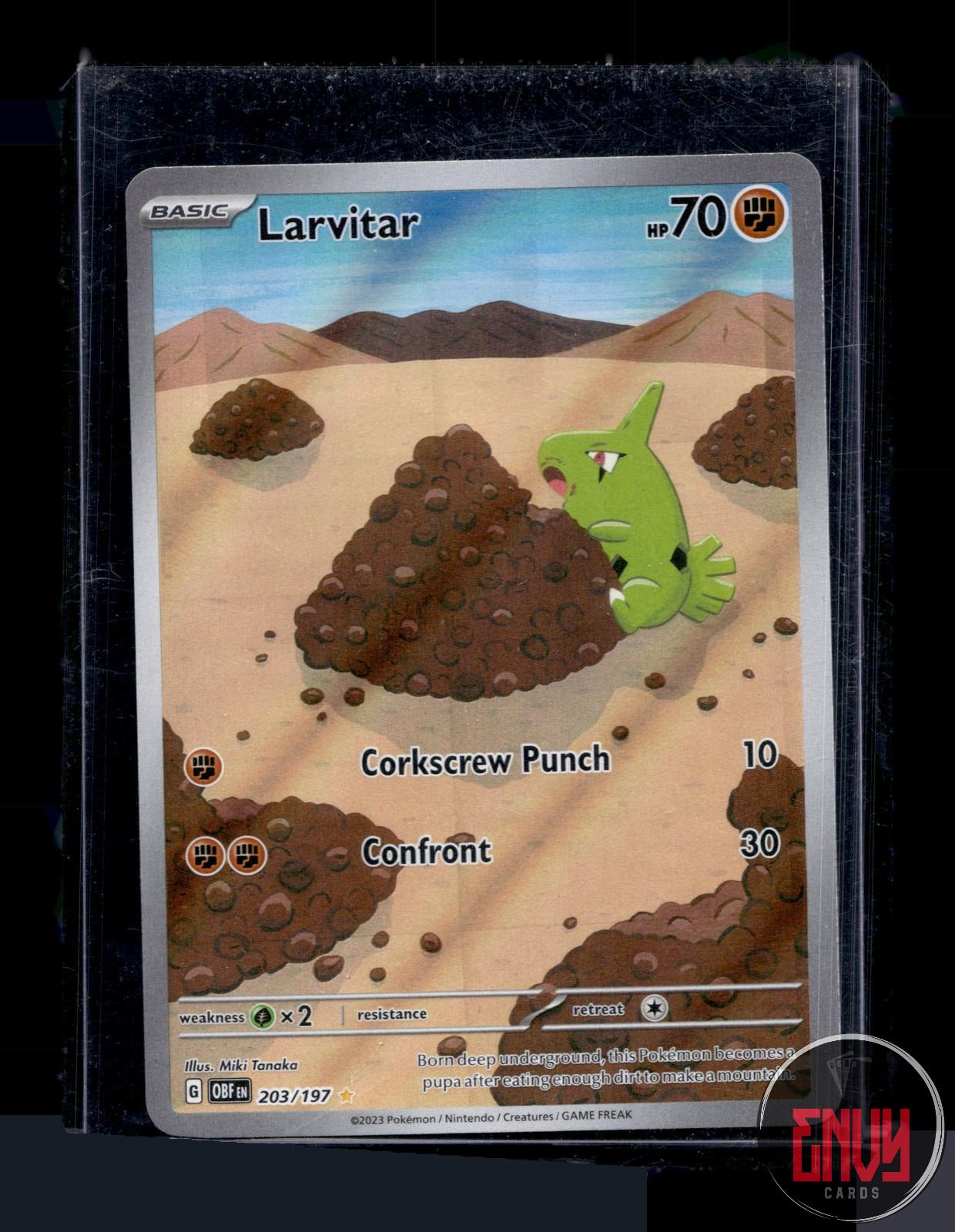 Larvitar Near Mint 203/197 Illustration Rare Obsidian Flames Pokemon Holo