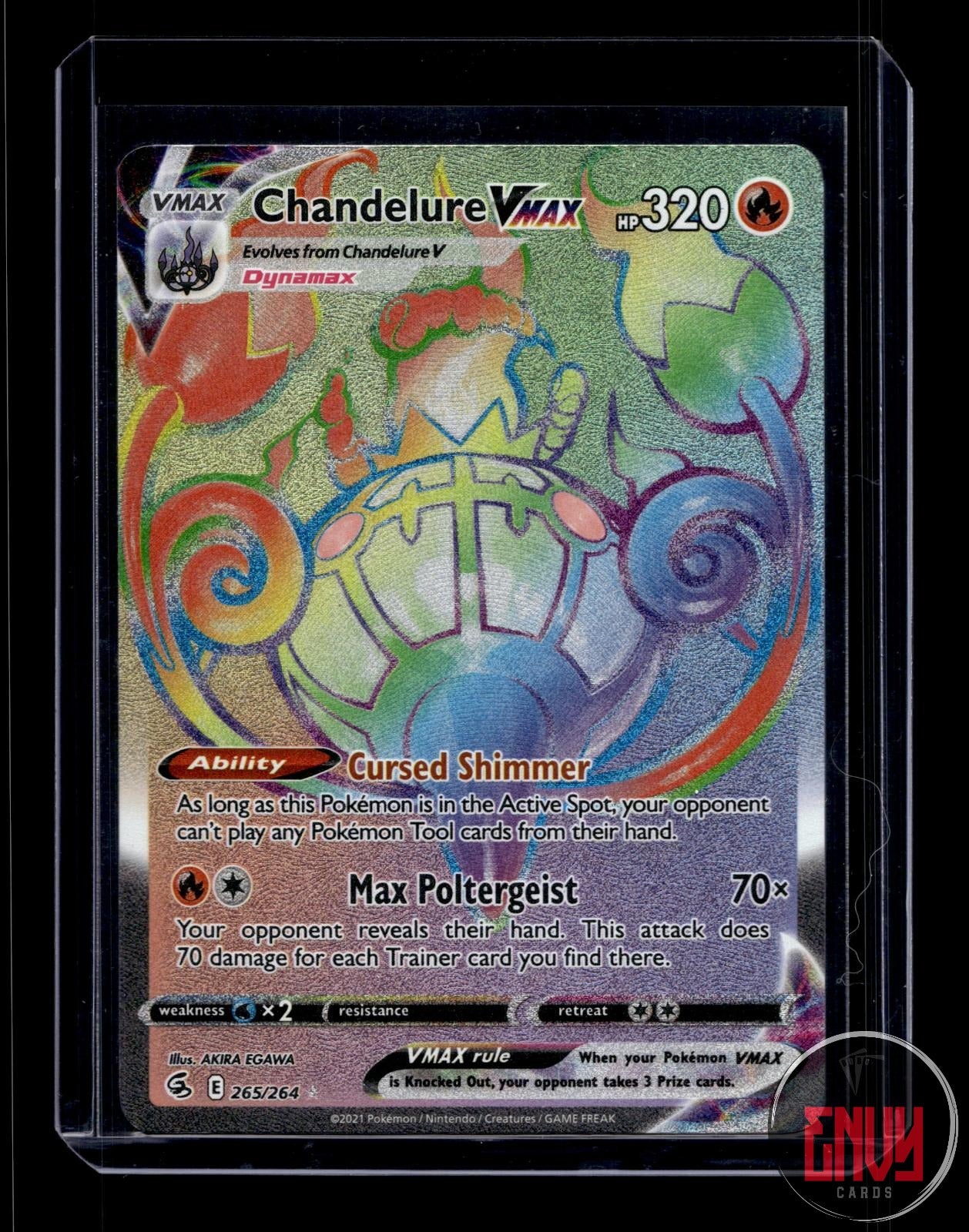 Chandelure VMAX Near Mint 265/264 Rainbow Rare Fusion Strike Pokemon