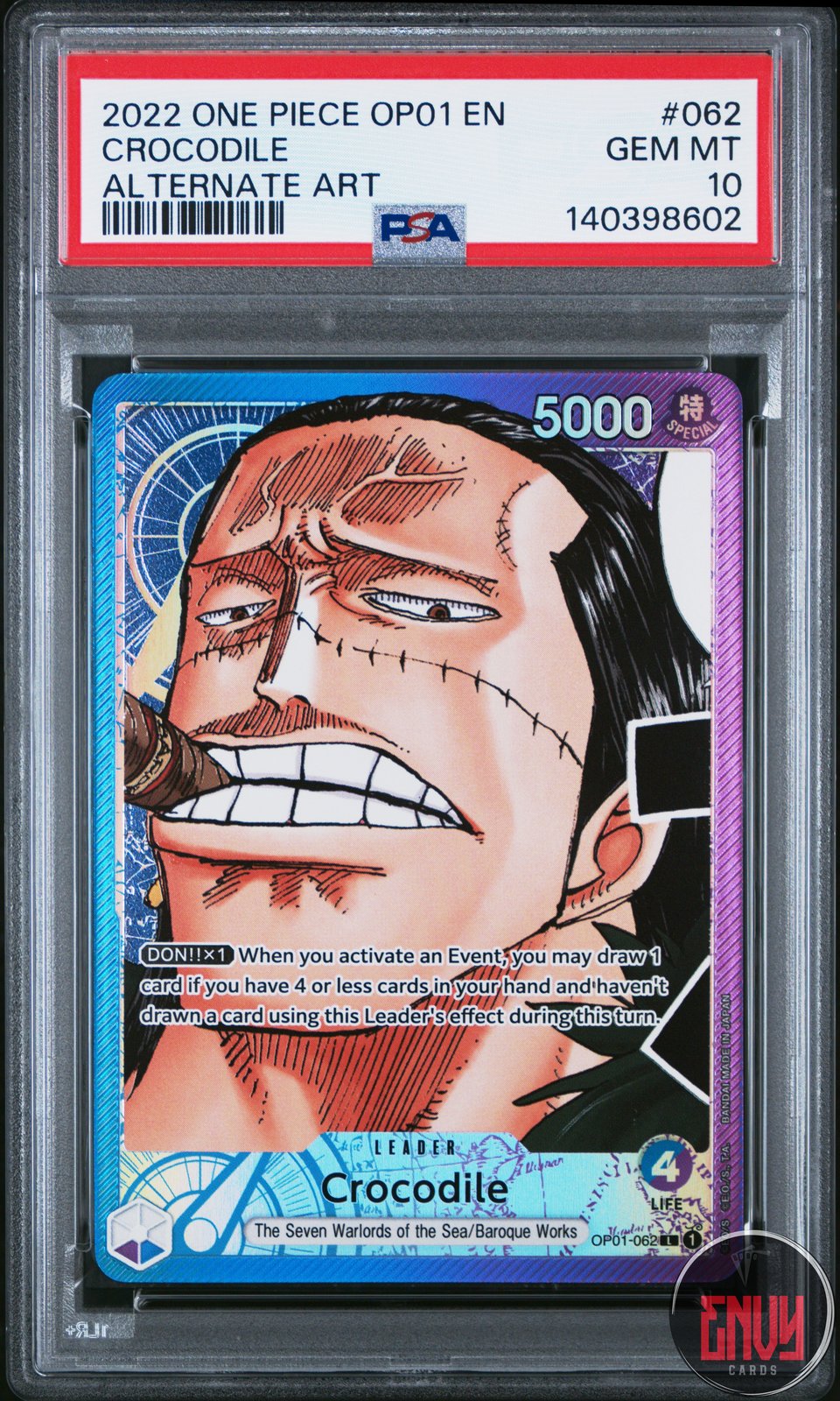 Crocodile 062 Alternate Art One Piece Op01 Romance Dawn One Piece PSA 10