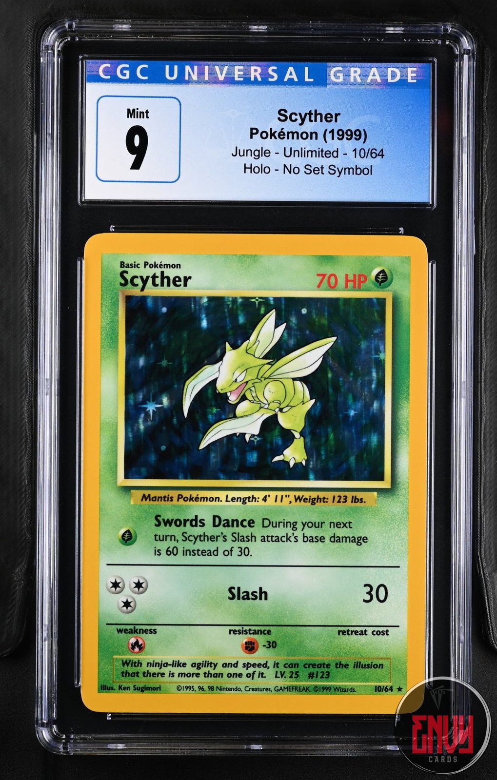 Scyther 10/64 No Set Symbol Holo Jungle Pokemon CGC 9 Mint