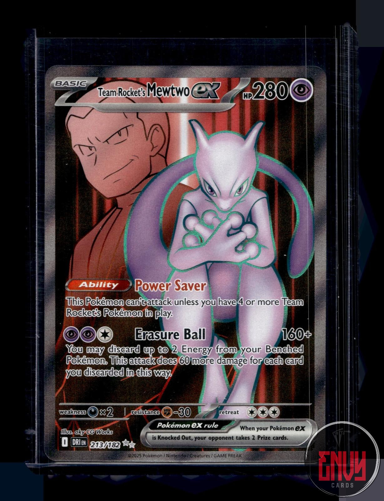 Team Rocket's Mewtwo ex NM 213/182 Ultra Rare Destined Rivals Pokemon Holo