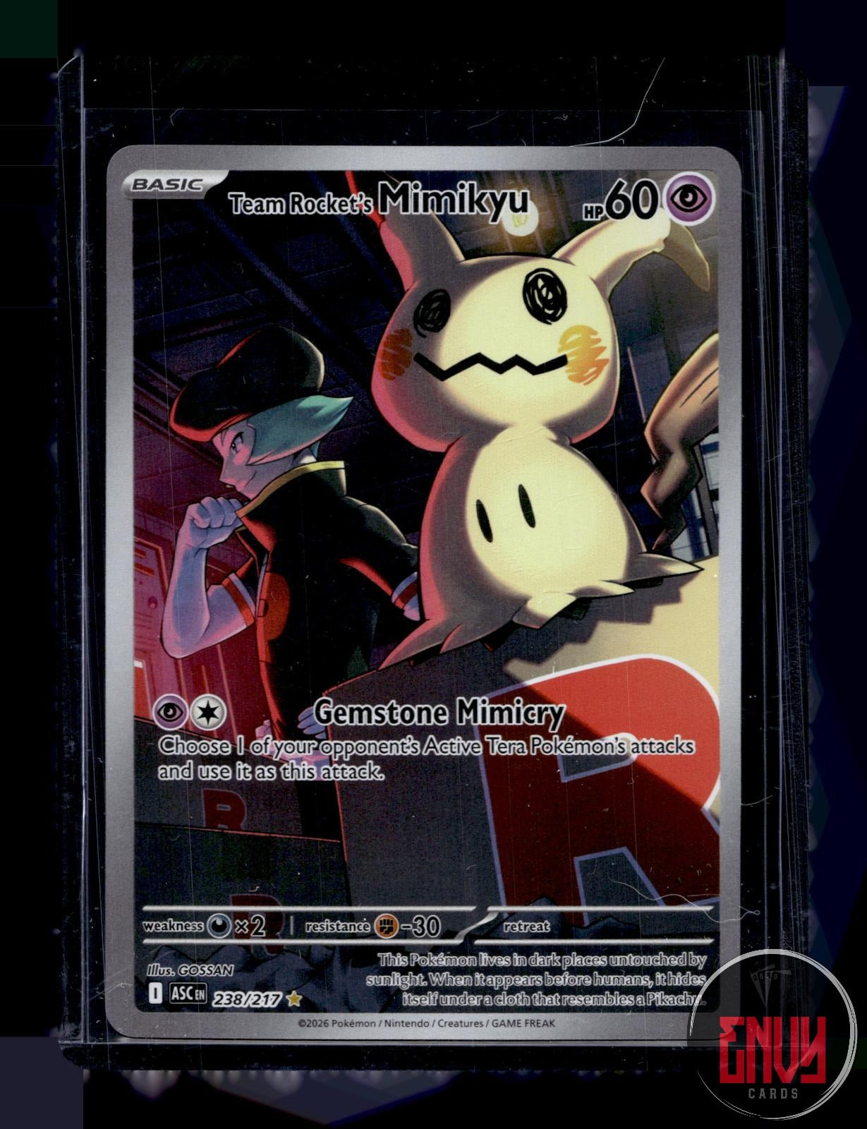 Team Rocket's Mimikyu NM 238/217 Illustration Rare Ascended Heroes Pokemon