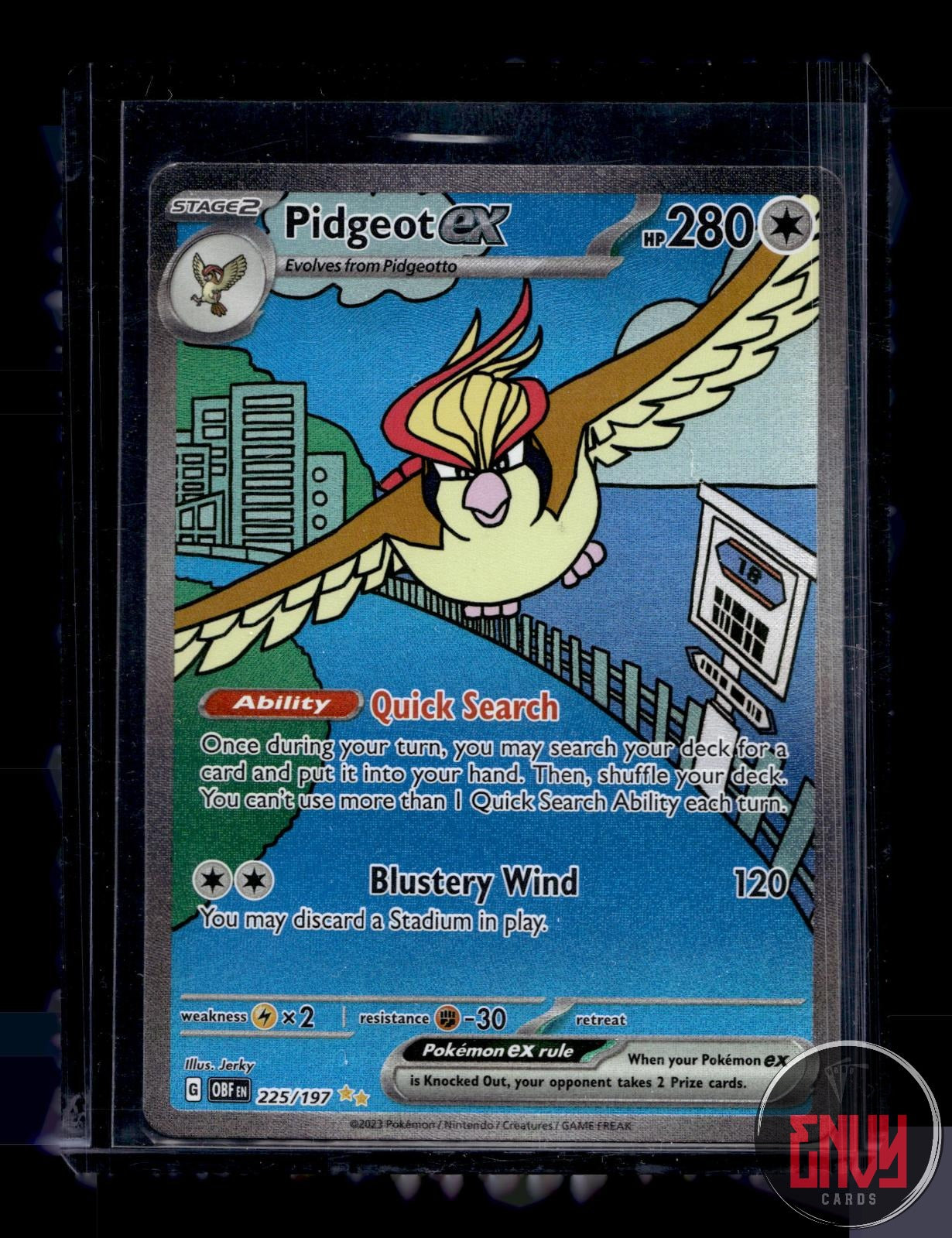Pidgeot ex NM 225/197 Special Illustration Rare Obsidian Flames Pokemon Holo