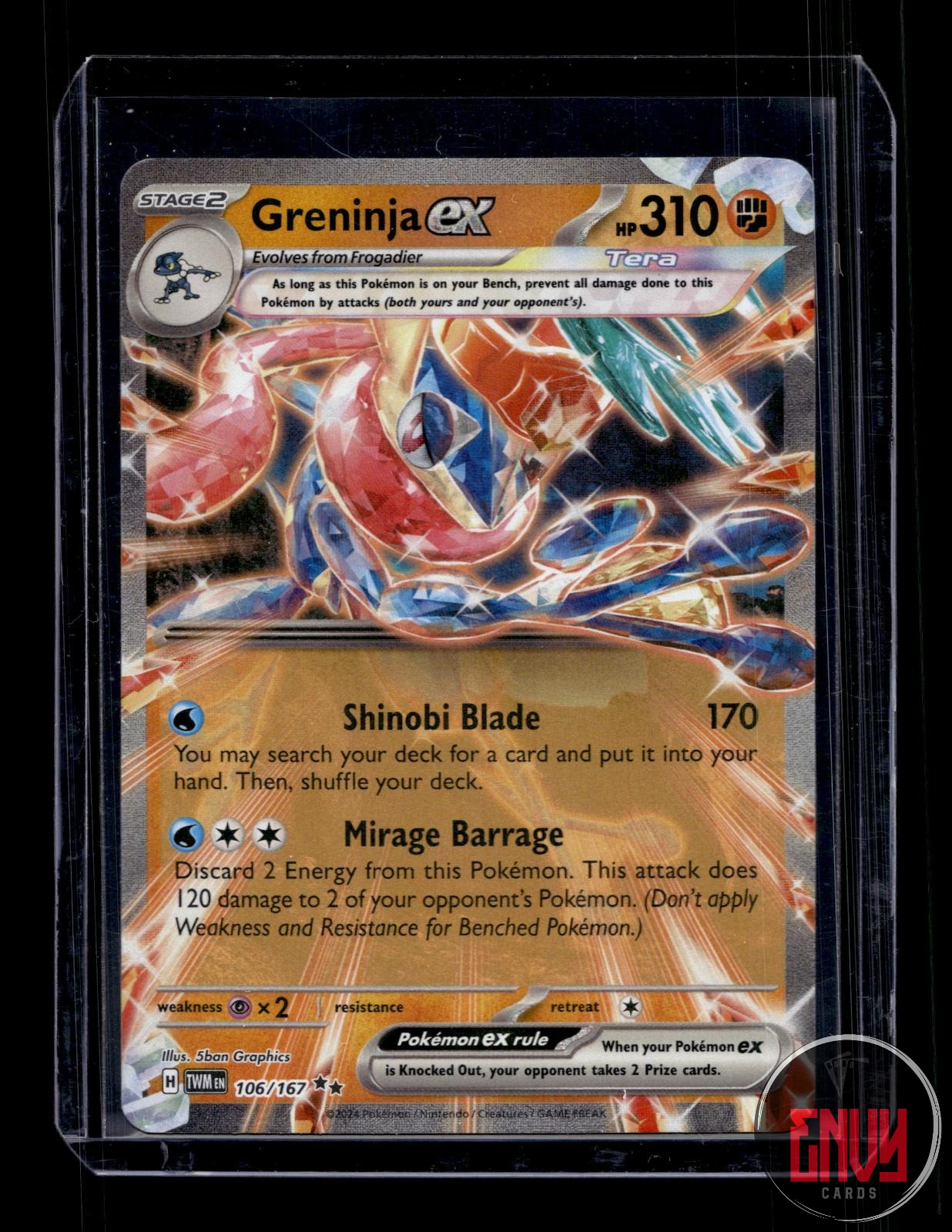 Greninja ex Near Mint 106/167 Double Rare Twilight Masquerade Pokemon Holo