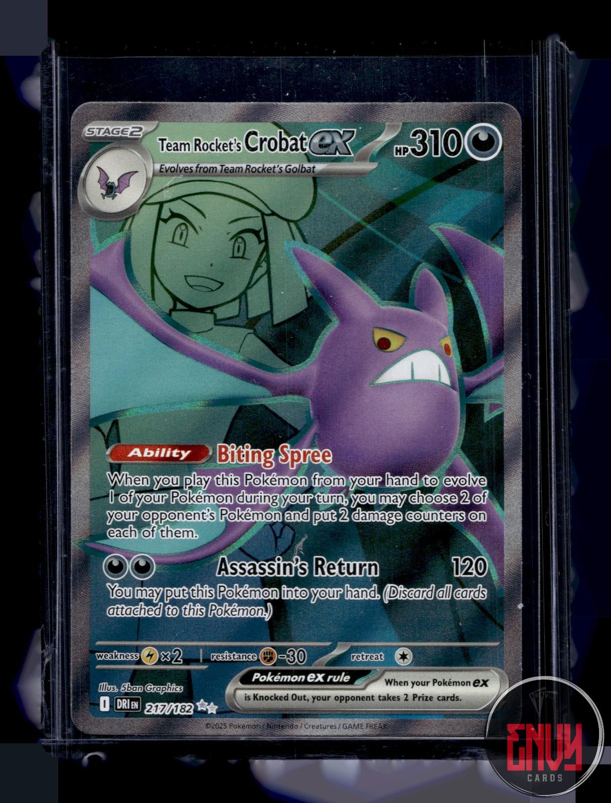 Team Rocket's Crobat ex NM 217/182 Ultra Rare Destined Rivals Pokemon Holo