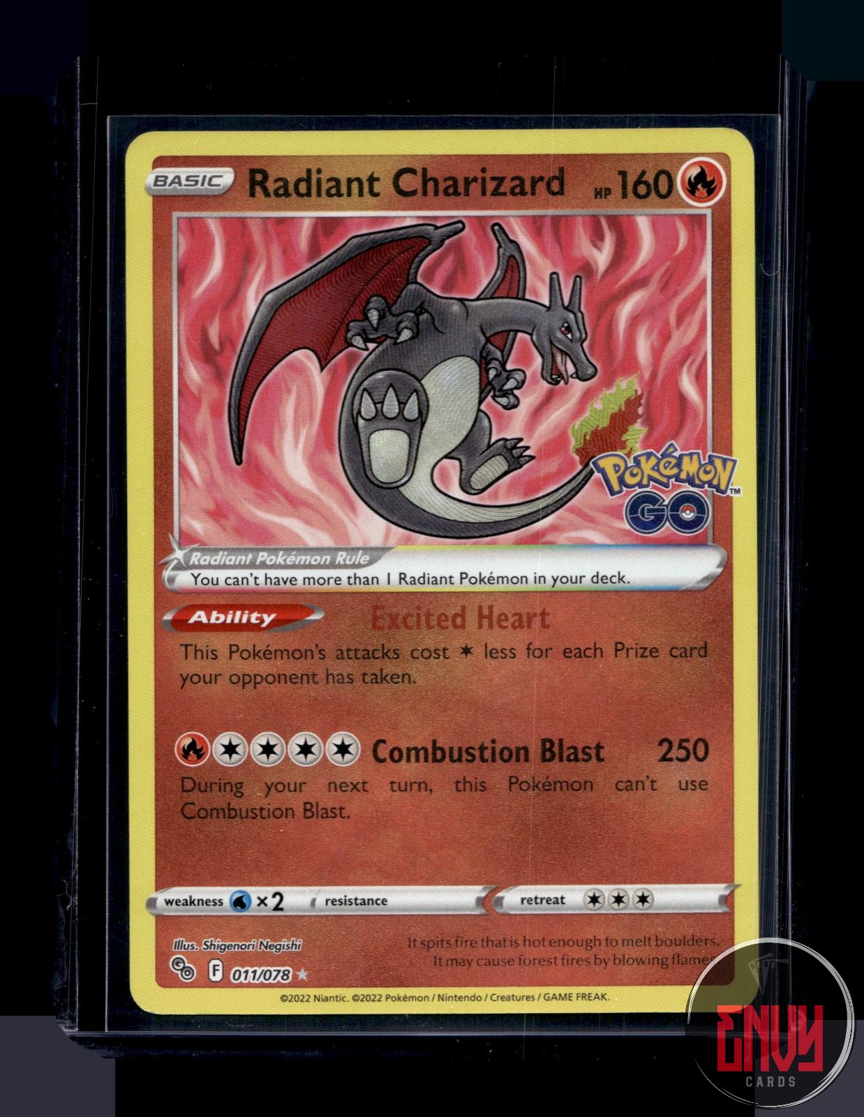 Radiant Charizard Near Mint 011/078 Radiant Rare Pokemon GO Pokemon