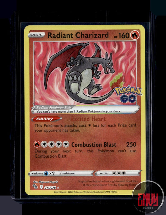 Radiant Charizard Near Mint 011/078 Radiant Rare Pokemon GO Pokemon
