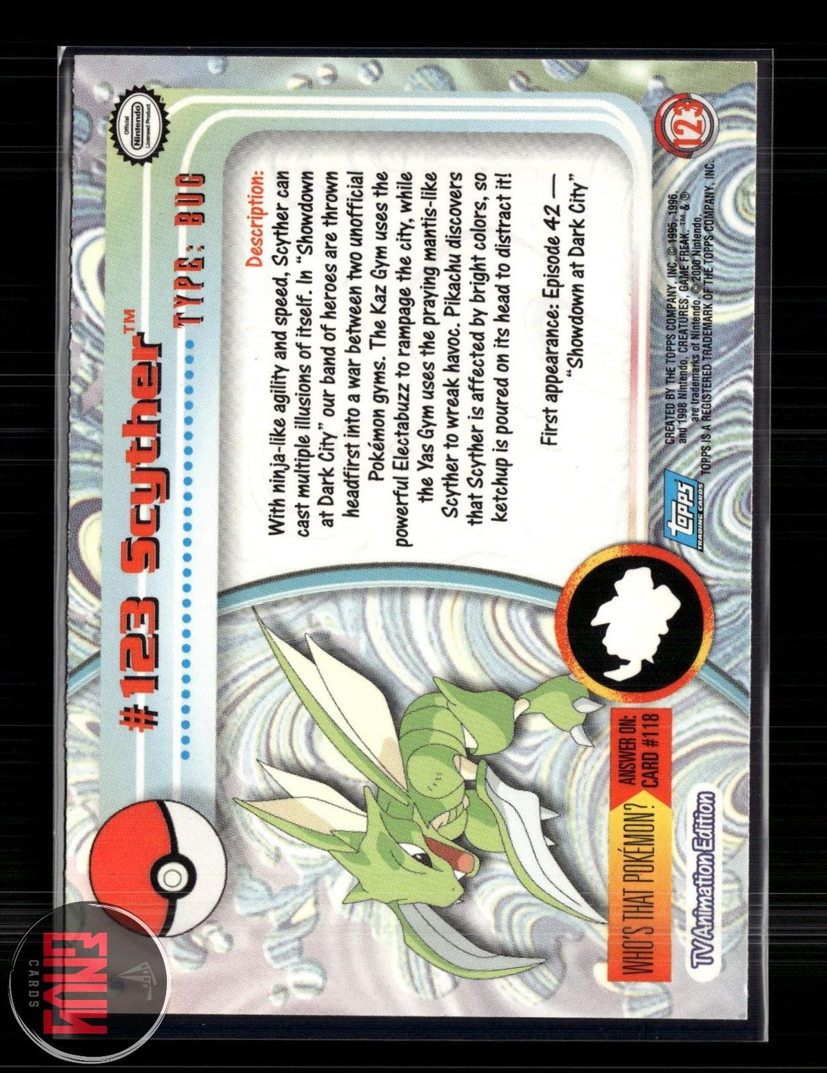 Scyther LP #123 Topps Trading Cards Series 3 Pokemon