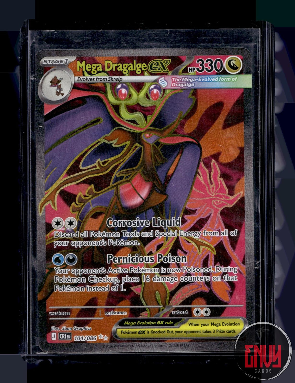 Mega Dragalge ex NM 104/086 UR Chaos Rising Pokemon Holo