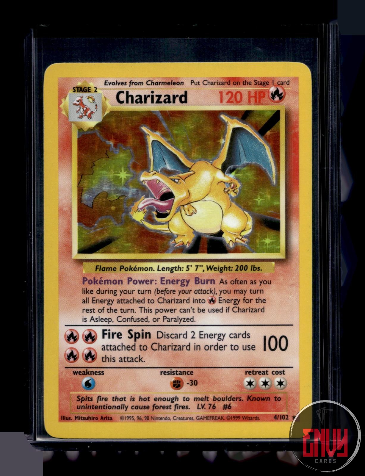 Charizard Moderately Played 4/102 Holo Rare Base Set Unlimited Pokemon
