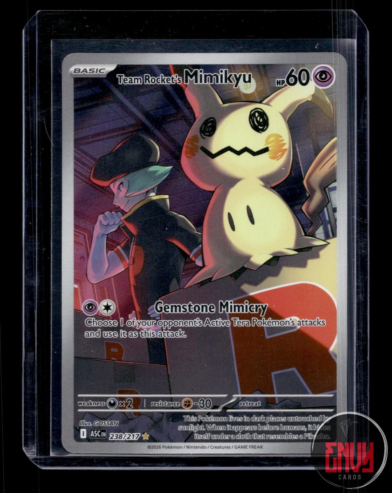Team Rocket's Mimikyu NM 238/217 Illustration Rare Ascended Heroes Pokemon Holo