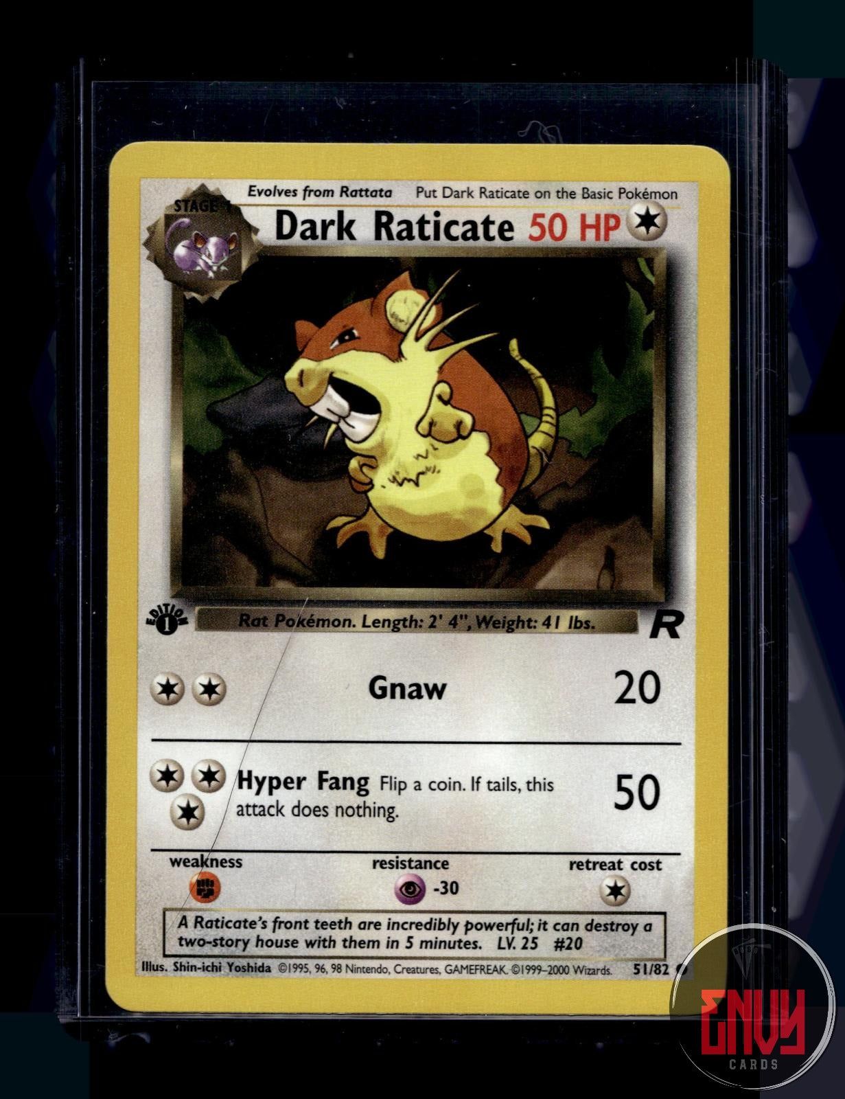 Dark Raticate Lightly Played 51/82 Common Team Rocket Pokemon 1st Edition