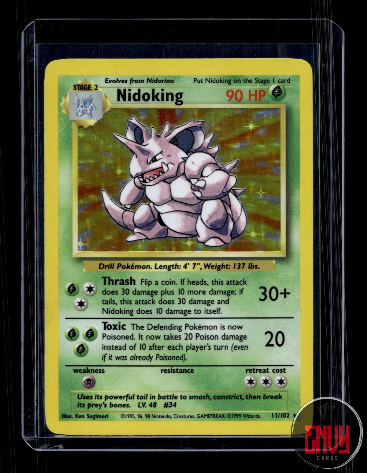 Nidoking Lightly Played 11/102 Holo Rare Base Set Unlimited Pokemon