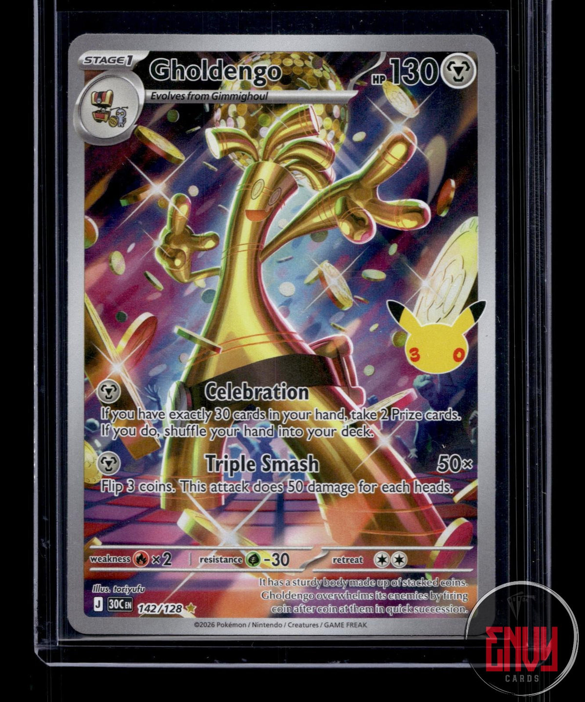Gholdengo NM 142/128 IR ME: 30th Celebration Pokemon Holo