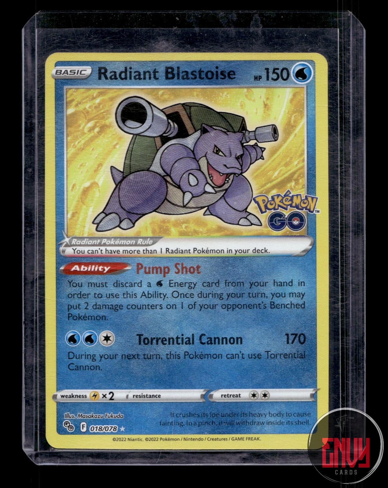 Radiant Blastoise Near Mint 018/078 Radiant Rare Pokemon GO Pokemon