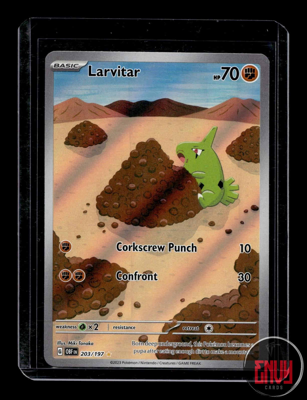 Larvitar Near Mint 203/197 Illustration Rare Obsidian Flames Pokemon