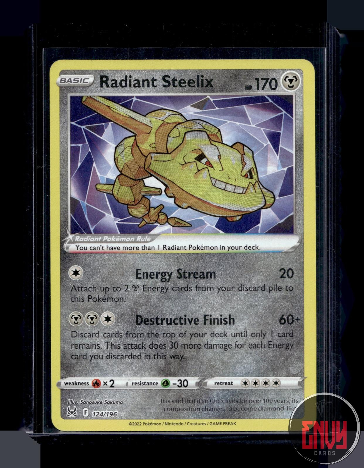 Radiant Steelix Near Mint 124/196 Radiant Rare Lost Origin Pokemon