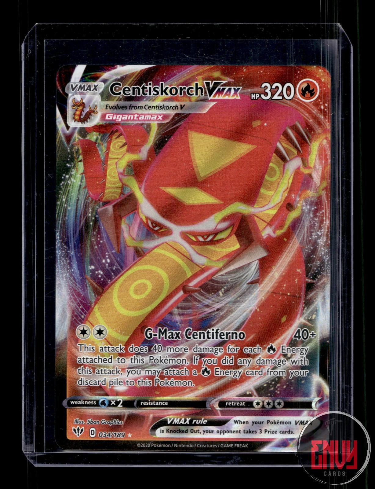 Centiskorch VMAX Near Mint 034/189 VMAX Rare Darkness Ablaze Pokemon Holo