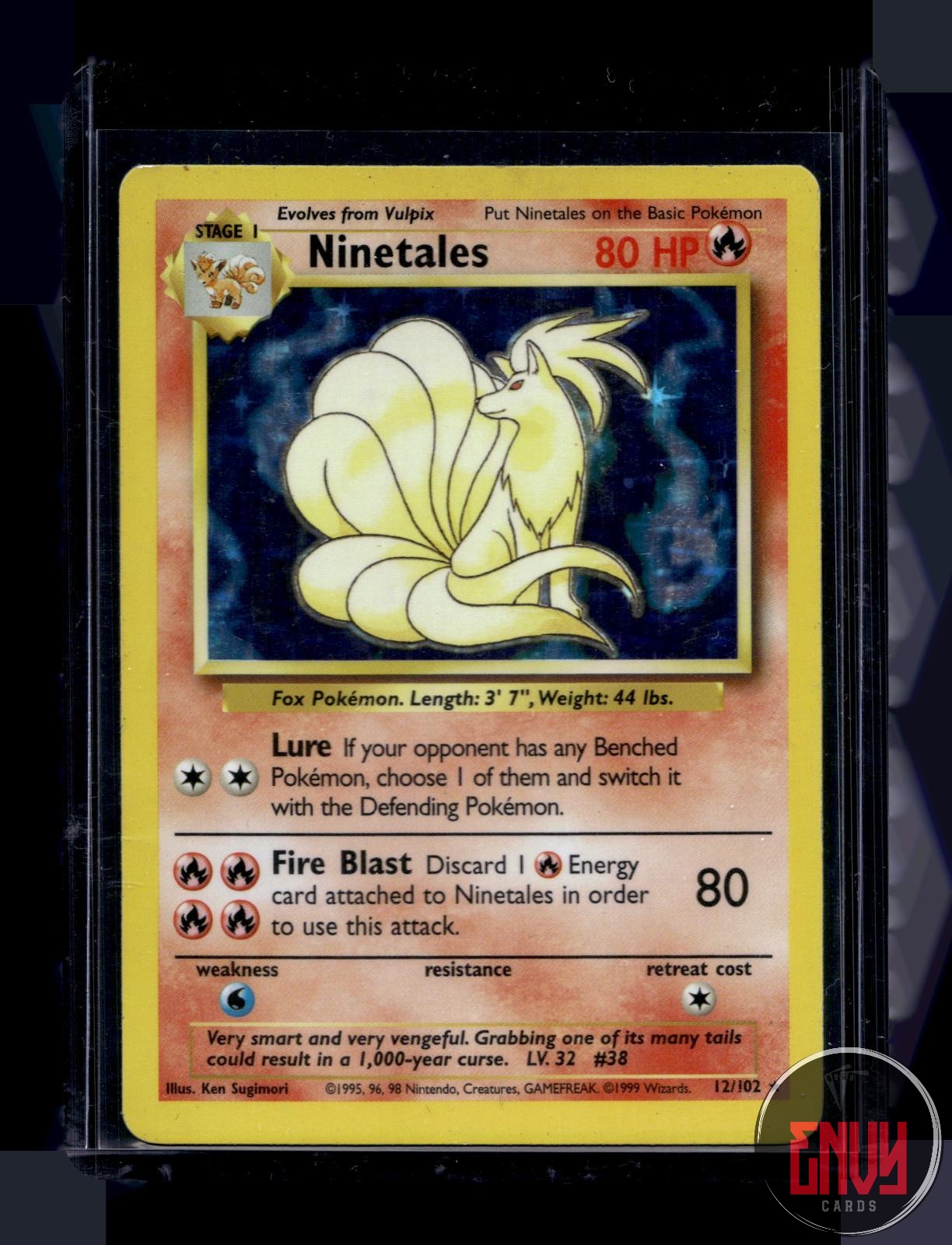 Ninetales Moderately Played 12/102 Holo Rare Base Set Unlimited Pokemon Holo