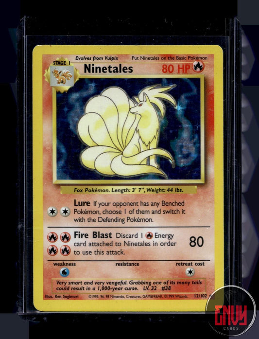 Ninetales Moderately Played 12/102 Holo Rare Base Set Unlimited Pokemon Holo