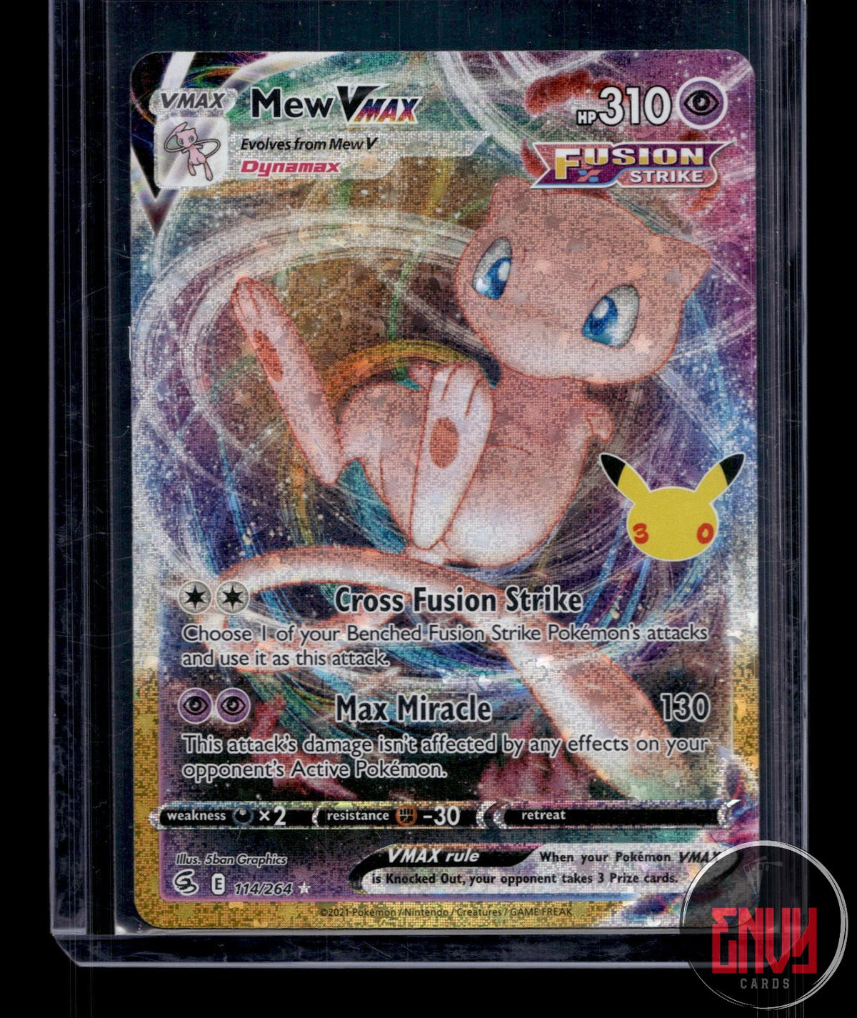 Mew VMAX NM 114/264 ME: 30th Celebration Classic Collection Pokemon Holo