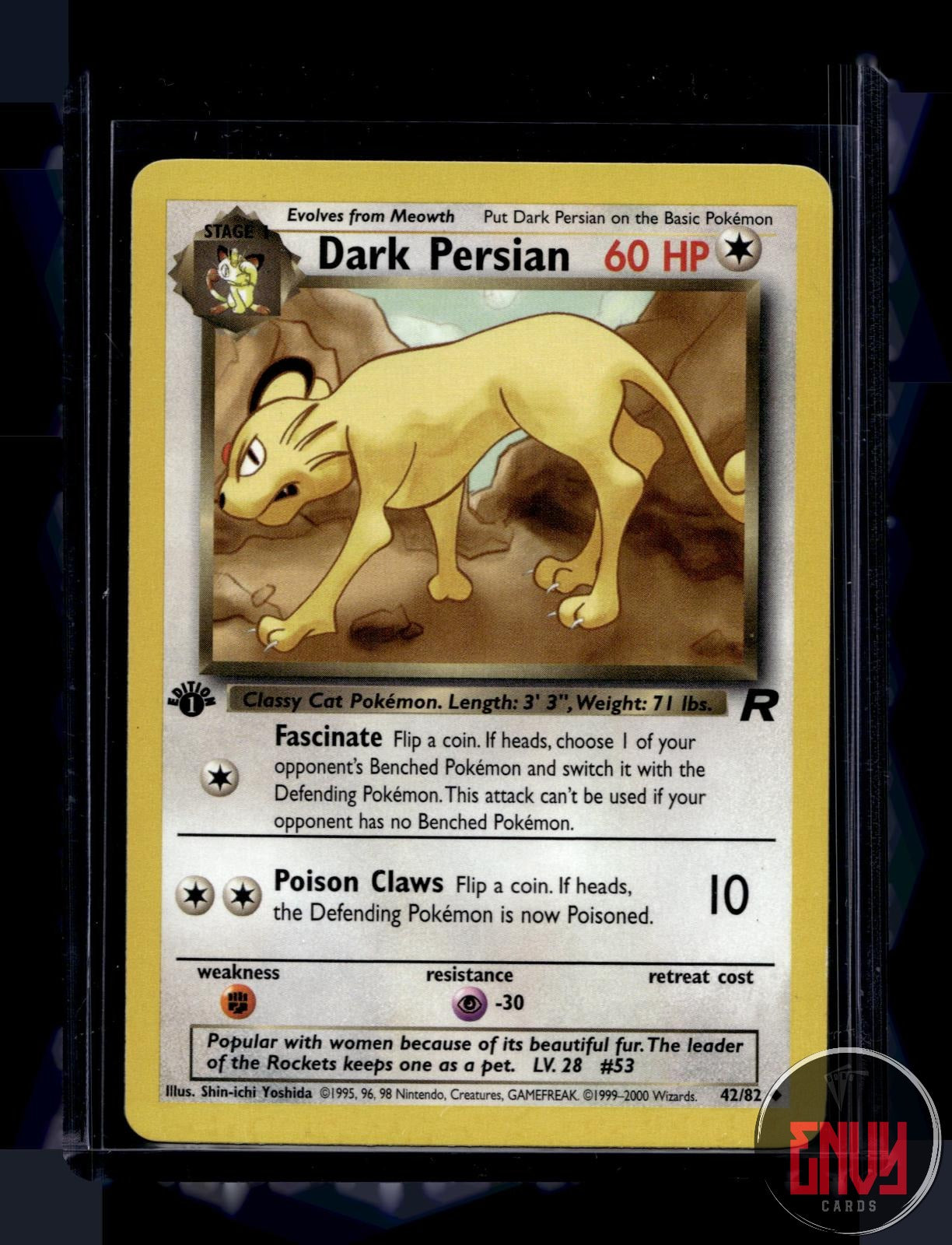 Dark Persian Lightly Played 42/82 Uncommon Team Rocket Pokemon 1st Edition
