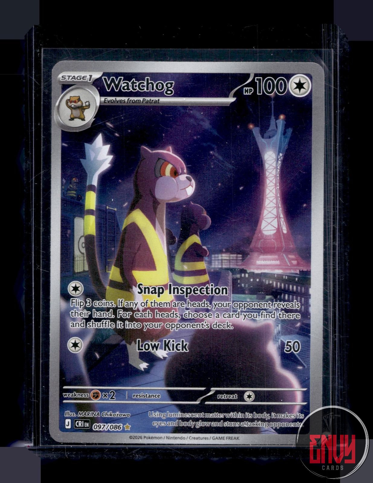 Watchog Near Mint 097/086 Shiny Rare ME04: Chaos Rising Pokemon