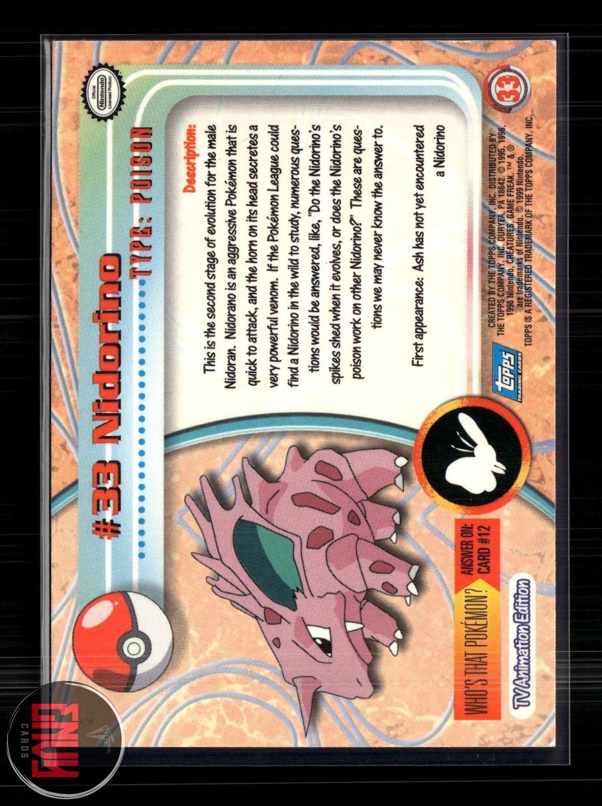 Nidorino LP #33 Topps Trading Cards Series 1 Pokemon