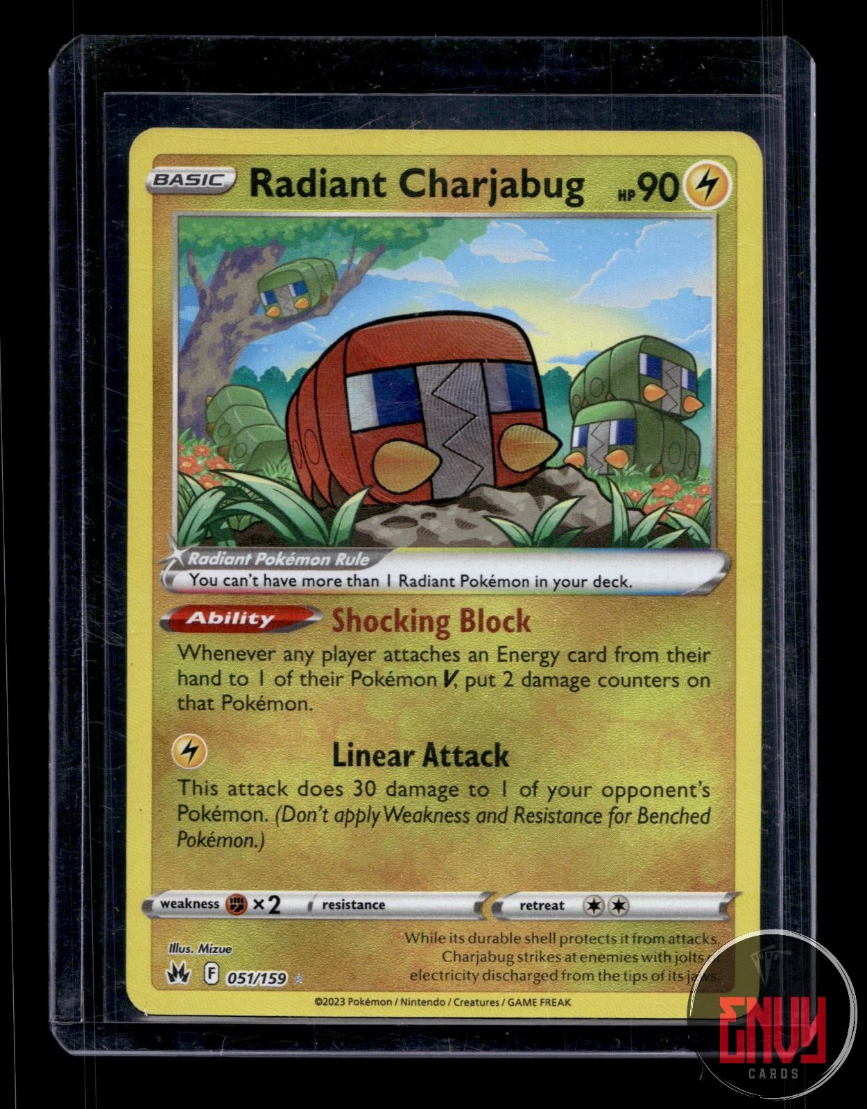 Radiant Charjabug Near Mint 051/159 Radiant Rare Crown Zenith Pokemon