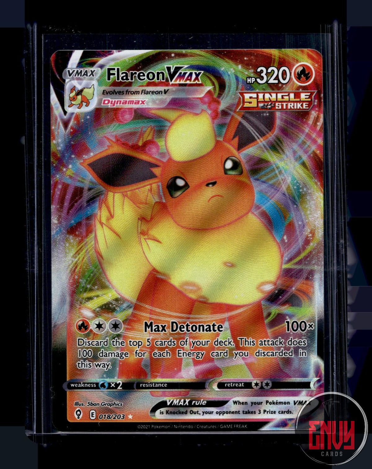 Flareon VMAX Near Mint 018/203 VMAX Rare Evolving Skies Pokemon Holo