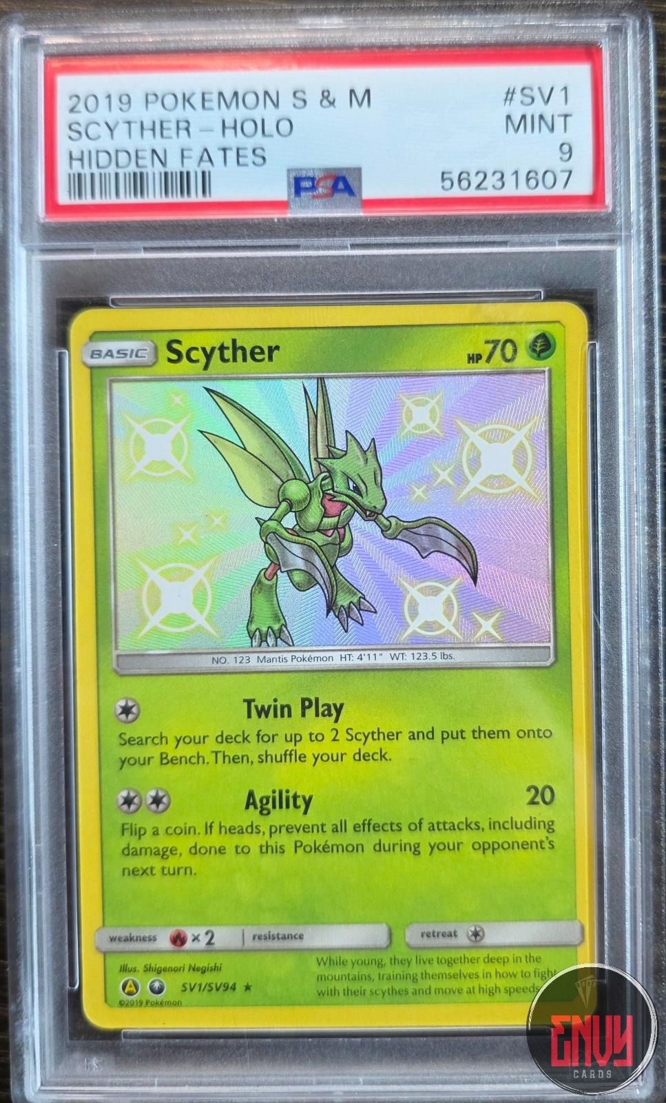 Scyther Holo Sv1/Sv94 Hidden Fates Pokemon PSA 9 Mint