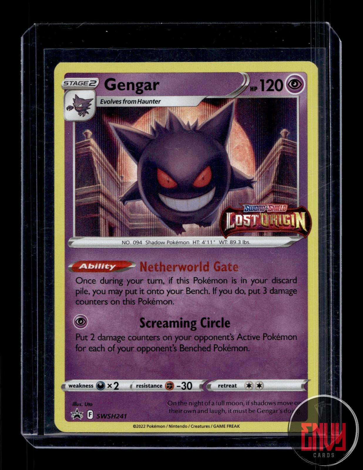 Gengar (Prerelease) Near Mint SWSH241 Promo Sword & Shield Promo Pokemon Holo