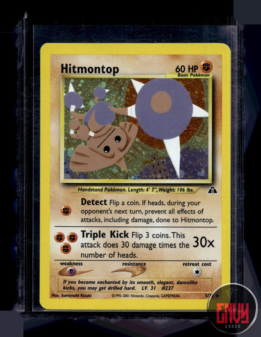 Hitmontop Lightly Played 3/75 Rare Neo Discovery Pokemon Unlimited Holo