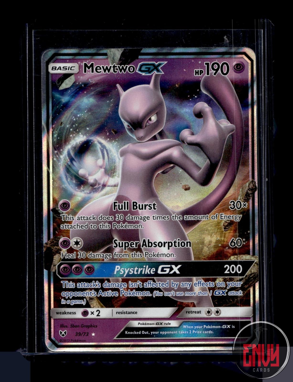 Mewtwo GX Moderately Played 39/73 GX Rare Shining Legends Pokemon Holo