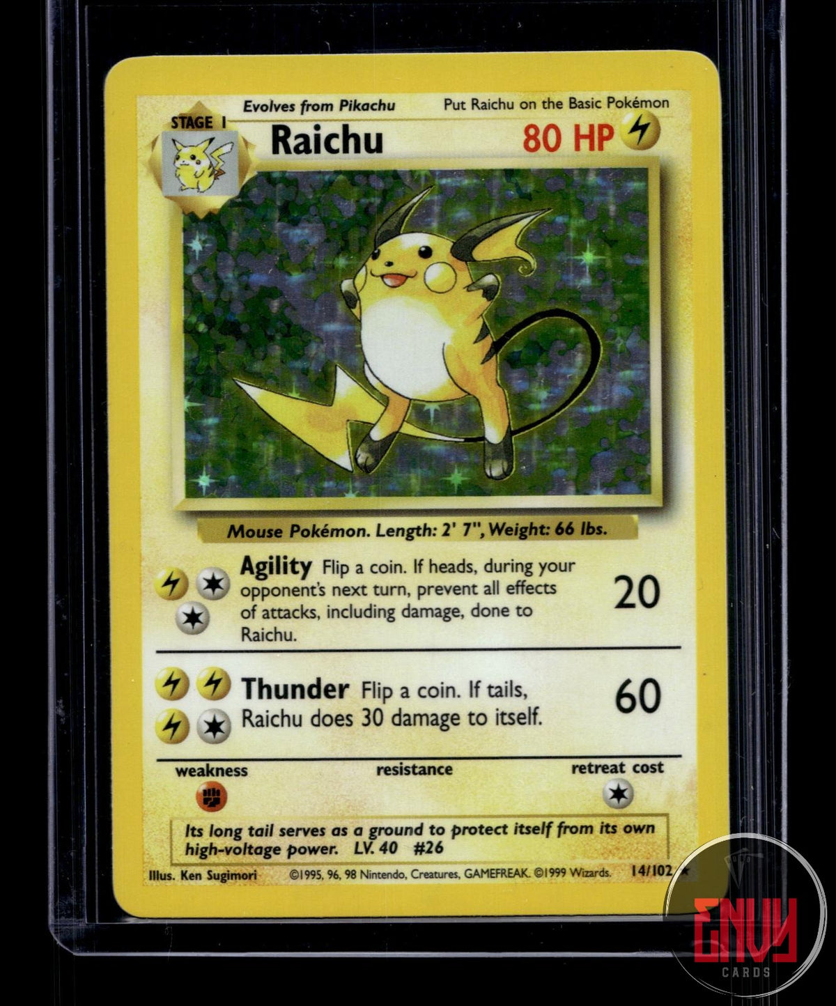 Raichu NM 14/102 Holo Rare Base Set Unlimited Pokemon