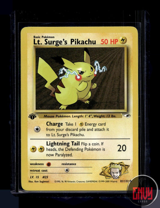 Lt. Surge's Pikachu Near Mint 81/132 Common Gym Heroes Pokemon 1st Edition