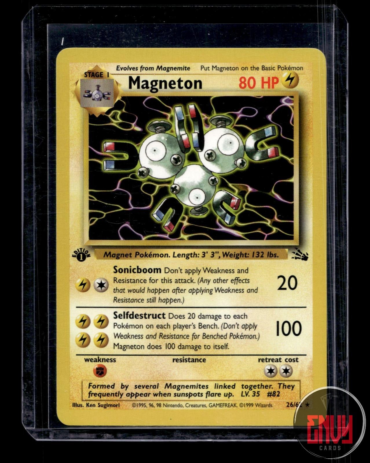 Magneton Lightly Played 26/62 Rare Fossil Pokemon 1st Edition
