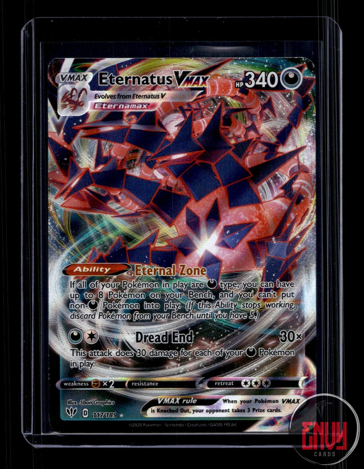 Eternatus VMAX Near Mint 117/189 VMAX Rare Darkness Ablaze Pokemon Holo