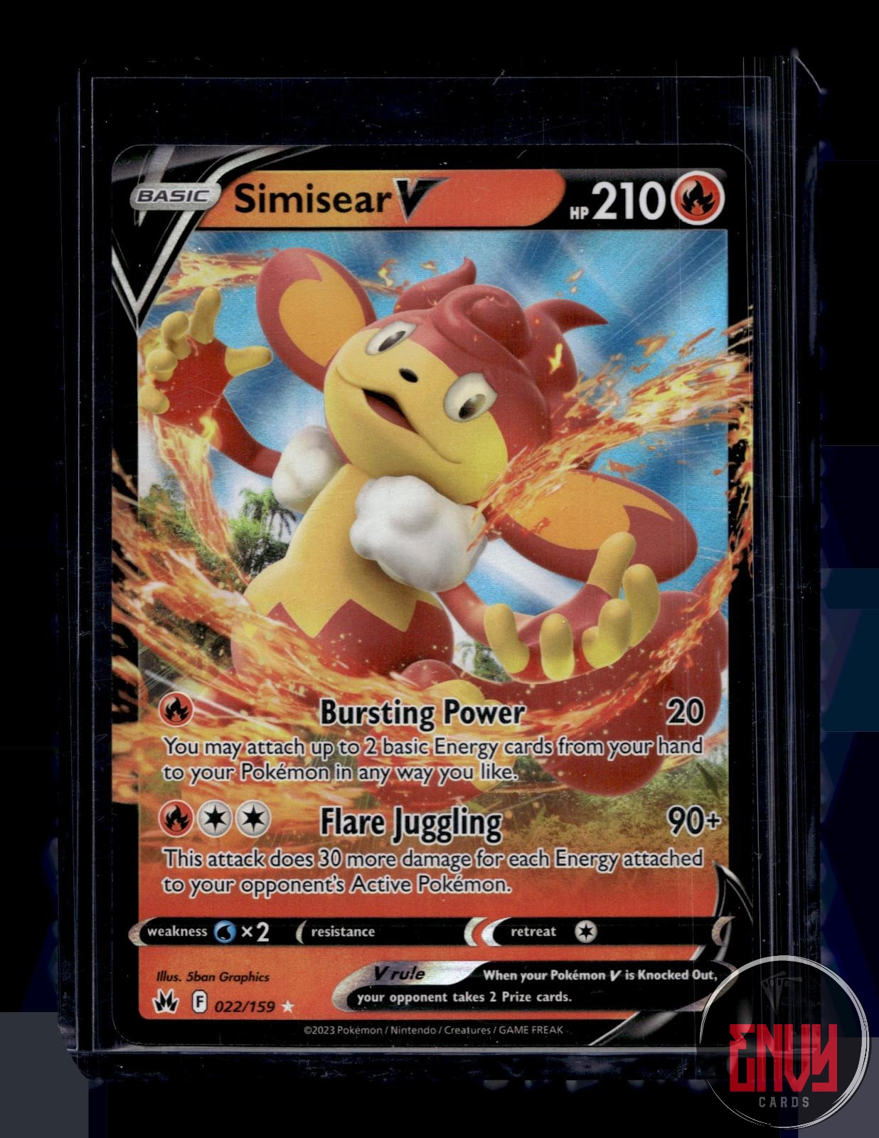 Simisear V Near Mint 022/159 V Rare Crown Zenith Pokemon Holo