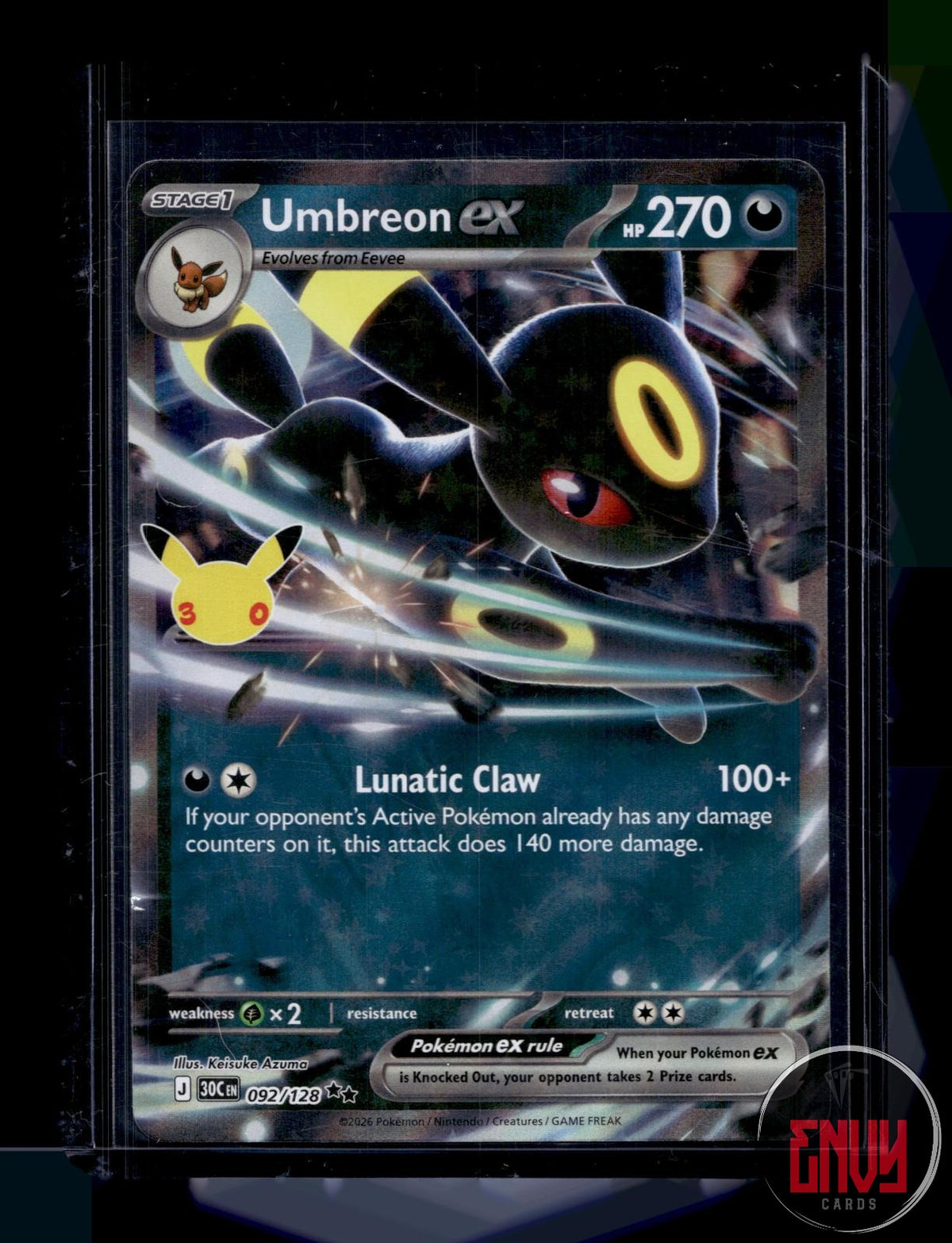 Umbreon ex NM 092/128 RR ME: 30th Celebration Pokemon Holo