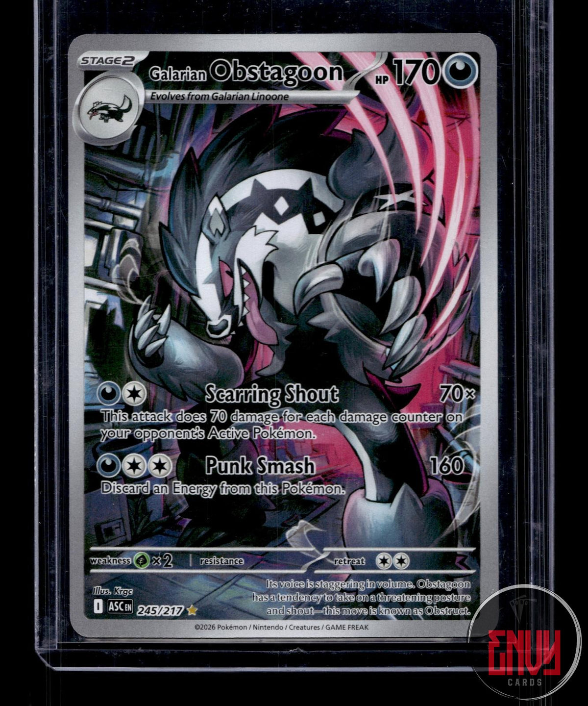 Galarian Obstagoon NM 245/217 IR Ascended Heroes Pokemon Holo