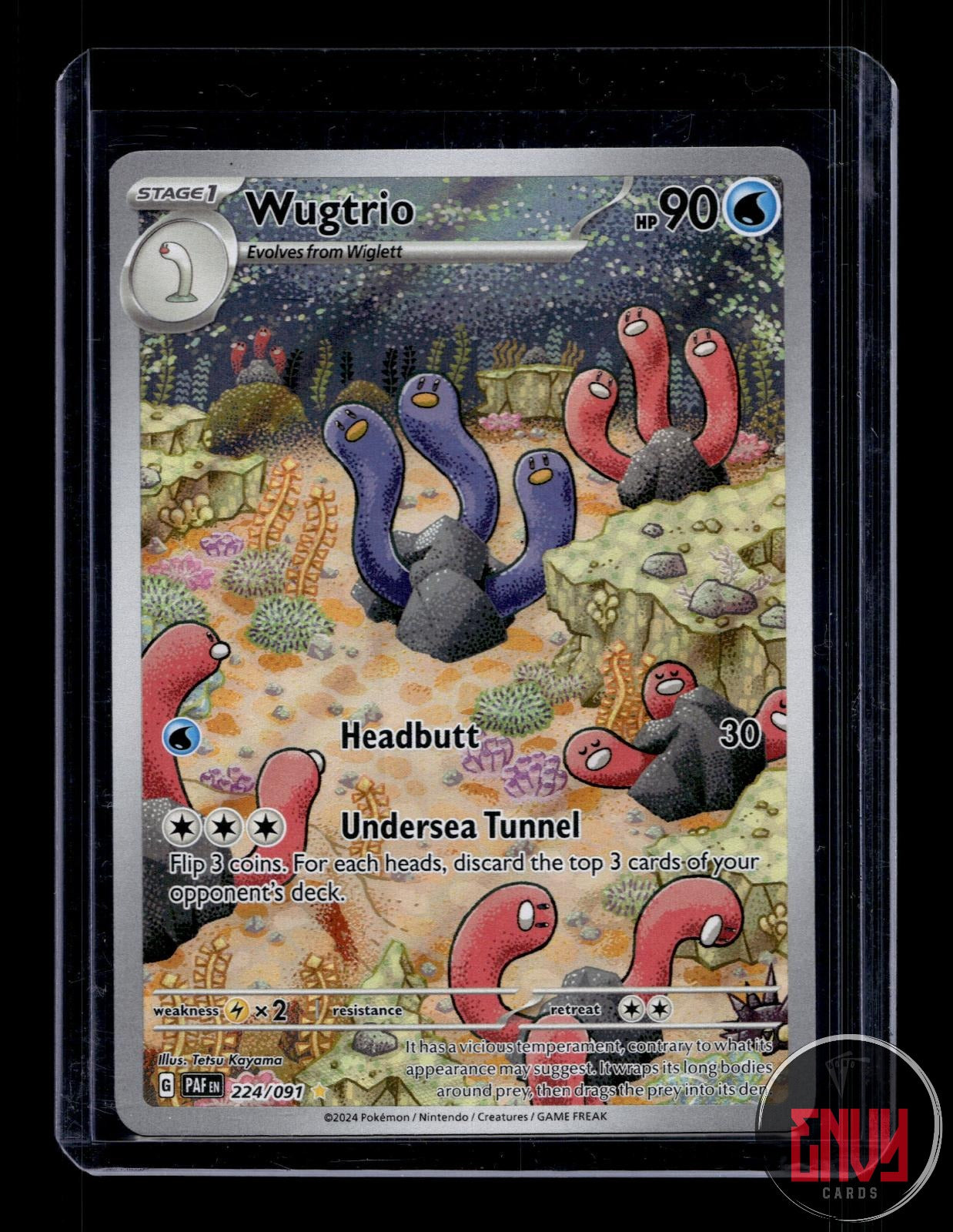Wugtrio Near Mint 224/091 Illustration Rare Paldean Fates Pokemon