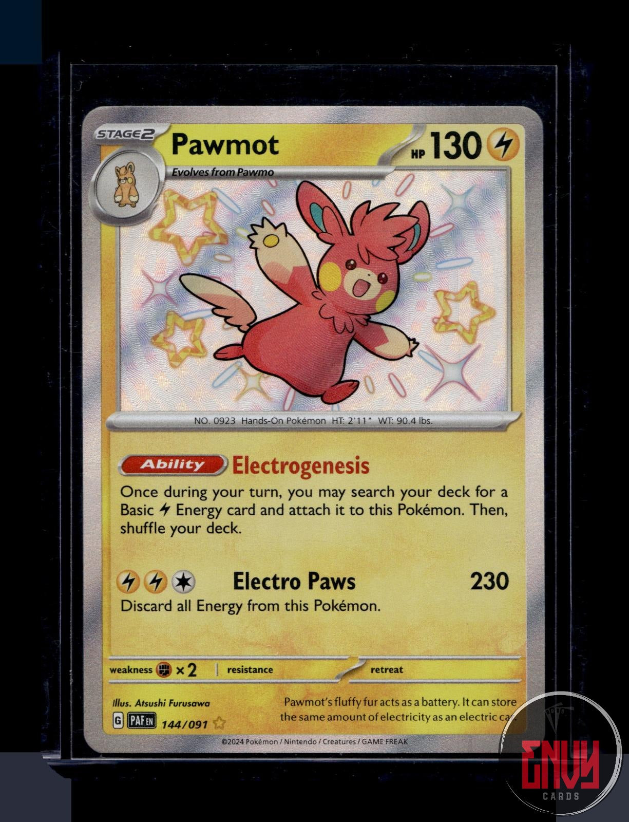 Pawmot Near Mint 144/091 Shiny Rare Paldean Fates Pokemon