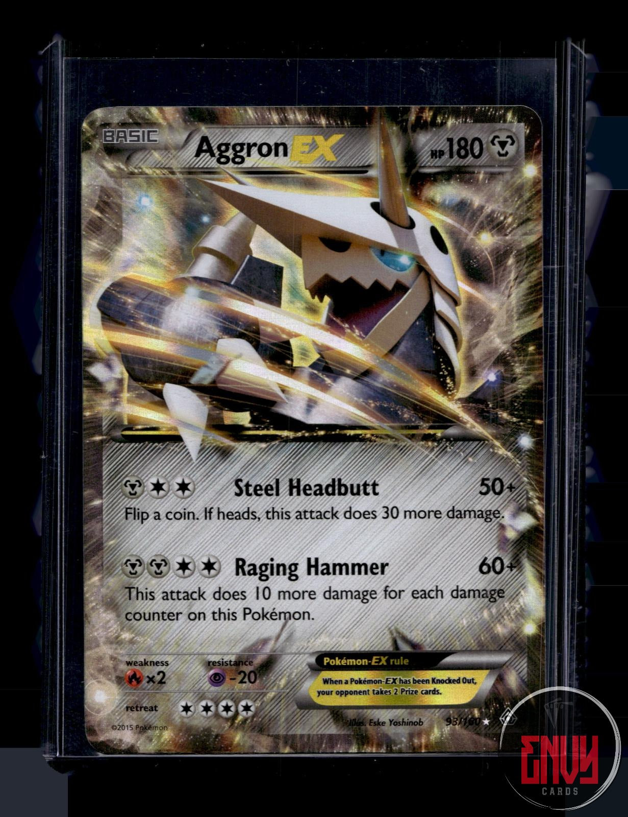 Aggron EX Moderately Played 93/160 EX Rare Primal Clash Pokemon Holo