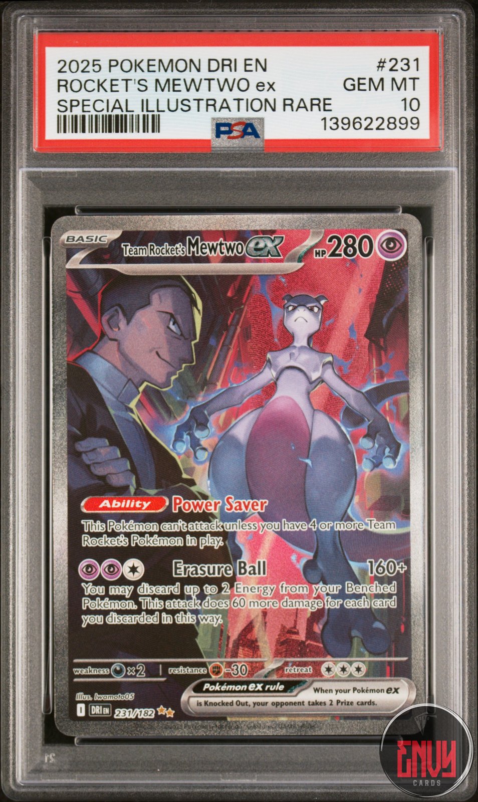 Team Rocket's Mewtwo EX 231/182 Special Illustration Rare Pokemon PSA 10