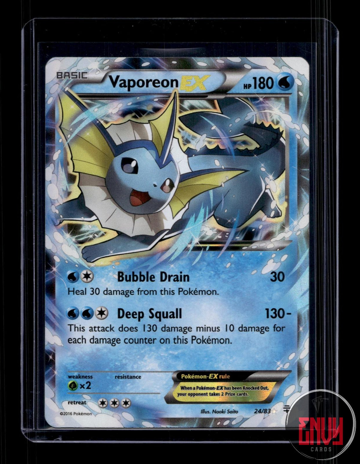 Vaporeon EX Lightly Played 24/83 EX Rare Generations Pokemon Holo