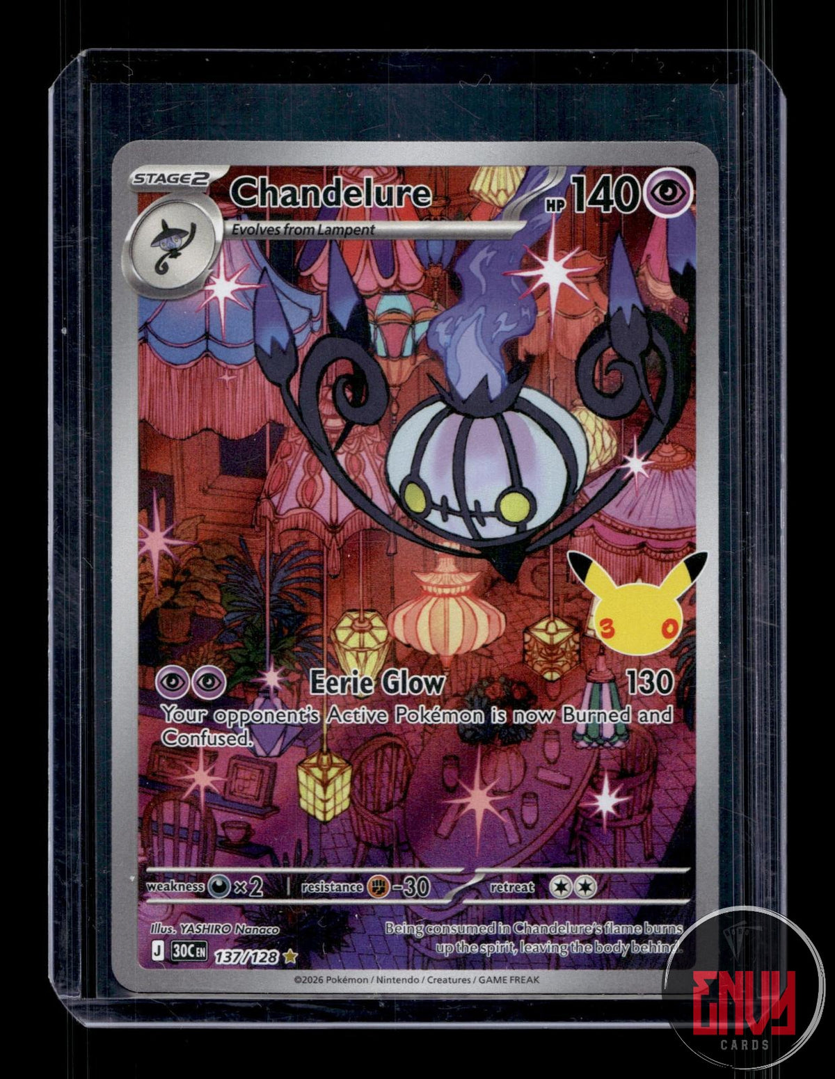Chandelure NM 137/128 IR ME: 30th Celebration Pokemon Holo