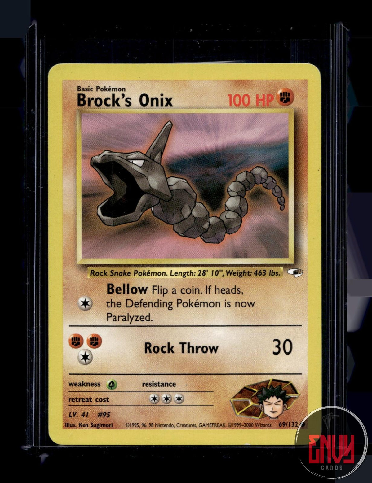 Brock's Onix Lightly Played 69/132 Common Gym Heroes Pokemon Unlimited