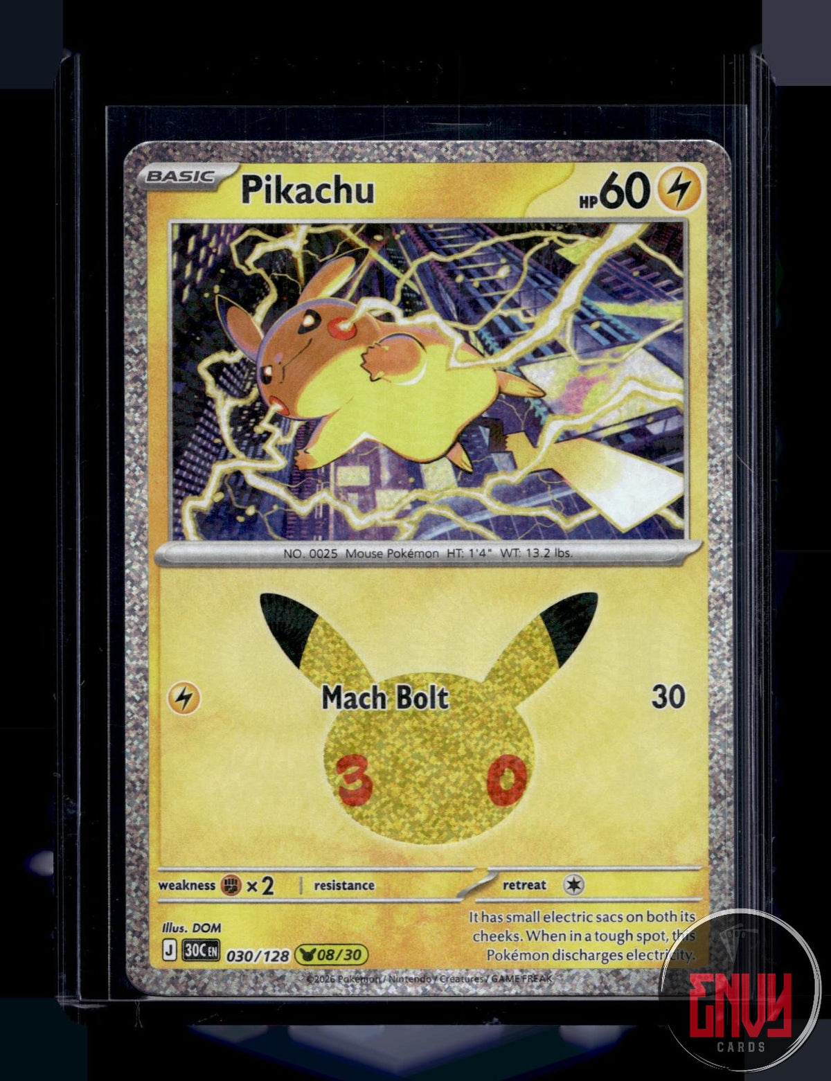 Pikachu NM 030/128 Pikachu Rare ME: 30th Celebration Pokemon Holo